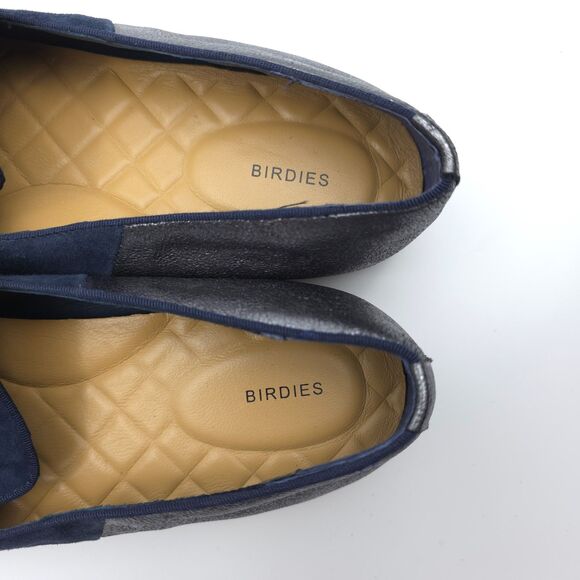 BIRDIES Slip-On Sneaker Night Sky Suede Metallic Sparkle Navy Casual Preppy Boho - Picture 7 of 9